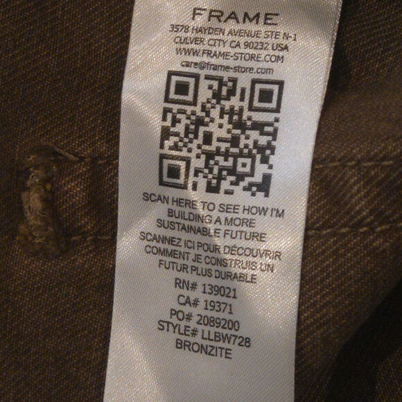 FRAME Denim Le Low Baggy Wide Leg Jeans Size 30 Brown Bronzite - Picture 7 of 10